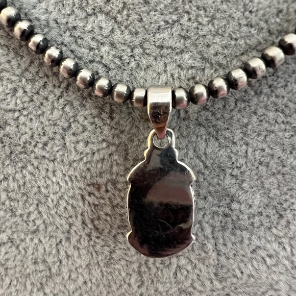 ❤️ Sonoran Gold Turquoise Navajo Style Southwestern Sterling Silver Pendant 1”L - Picture 4 of 14